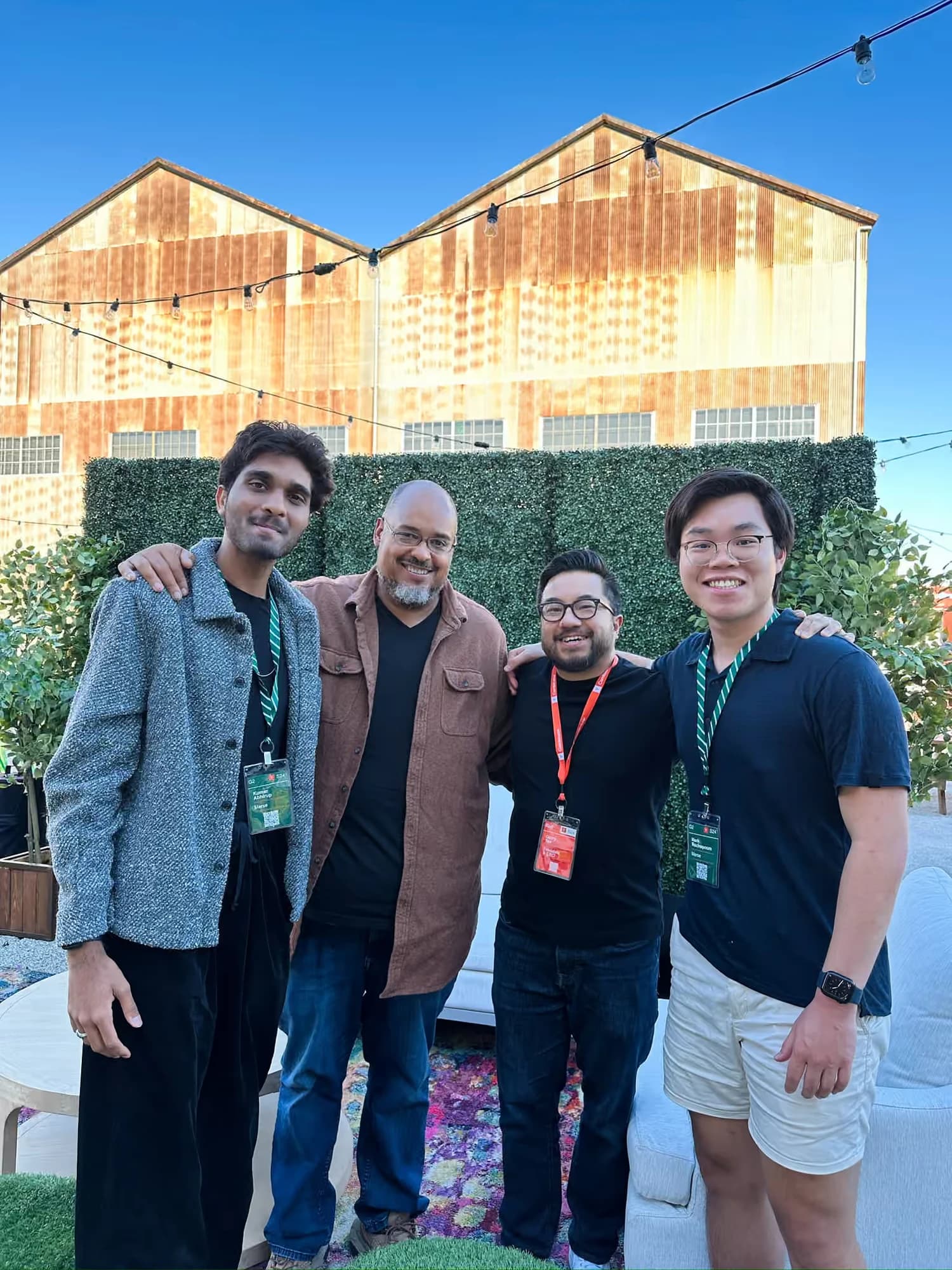 Four of us standing together outside at Y Combinator.